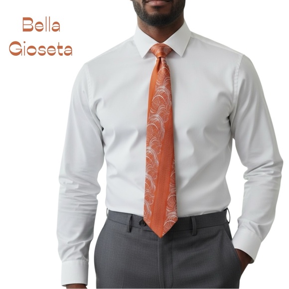 Bella Gioseta Other - Bella Gioseta Orange Silver Silk Necktie